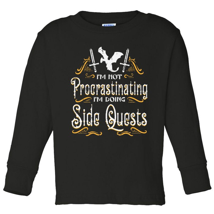 FunnyRPG Gamer Not Procrastinating Side Quest Toddler Long Sleeve Shirt