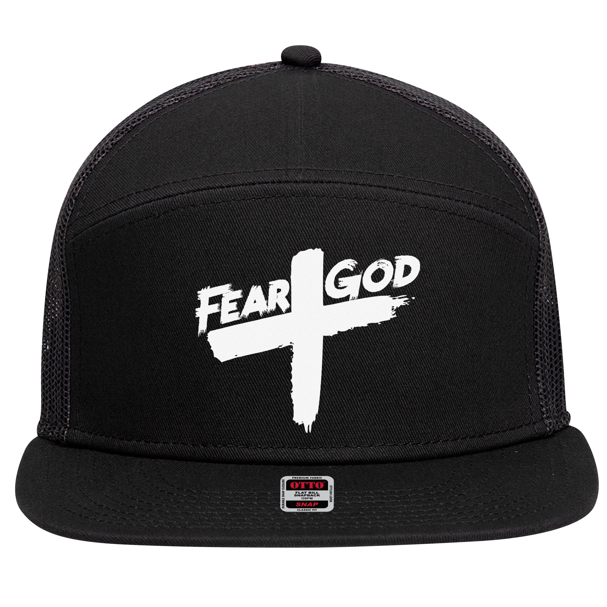 FEAR GOD ON THE CROSS 7 Panel Mesh Trucker Snapback Hat