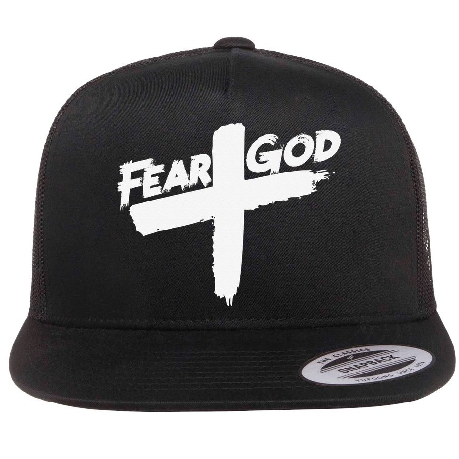 FEAR GOD ON THE CROSS Flat Bill Trucker Hat