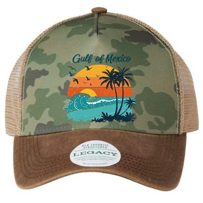 Funny Gulf Of Mexico Beach Palms Summer Vacation Legacy Tie Dye Trucker Hat