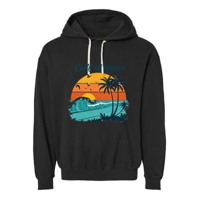 Funny Gulf Of Mexico Beach Palms Summer Vacation Garment-Dyed Fleece Hoodie