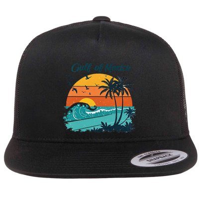 Funny Gulf Of Mexico Beach Palms Summer Vacation Flatbill Hat