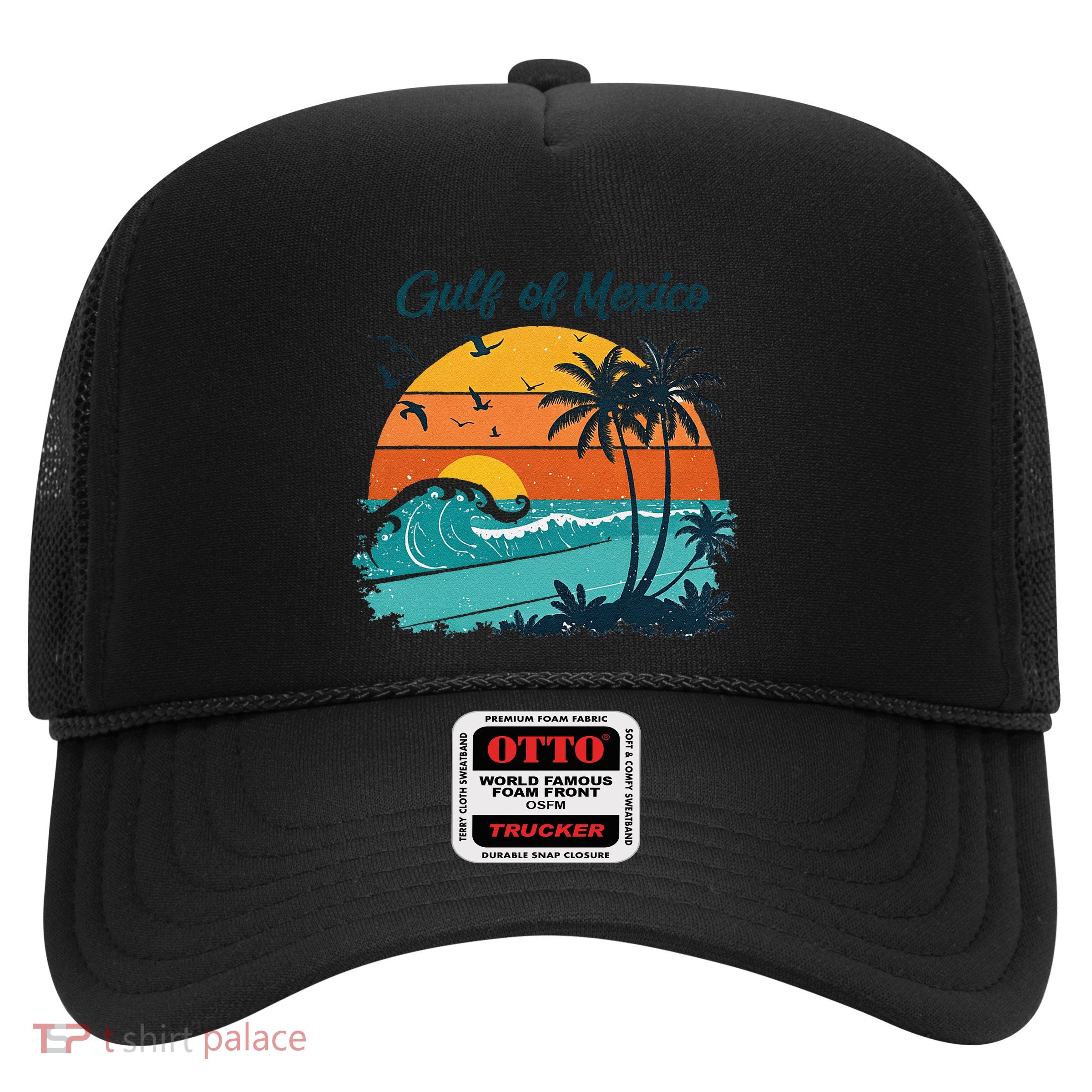 Funny Gulf Of Mexico Beach Palms Summer Vacation Trucker Hat