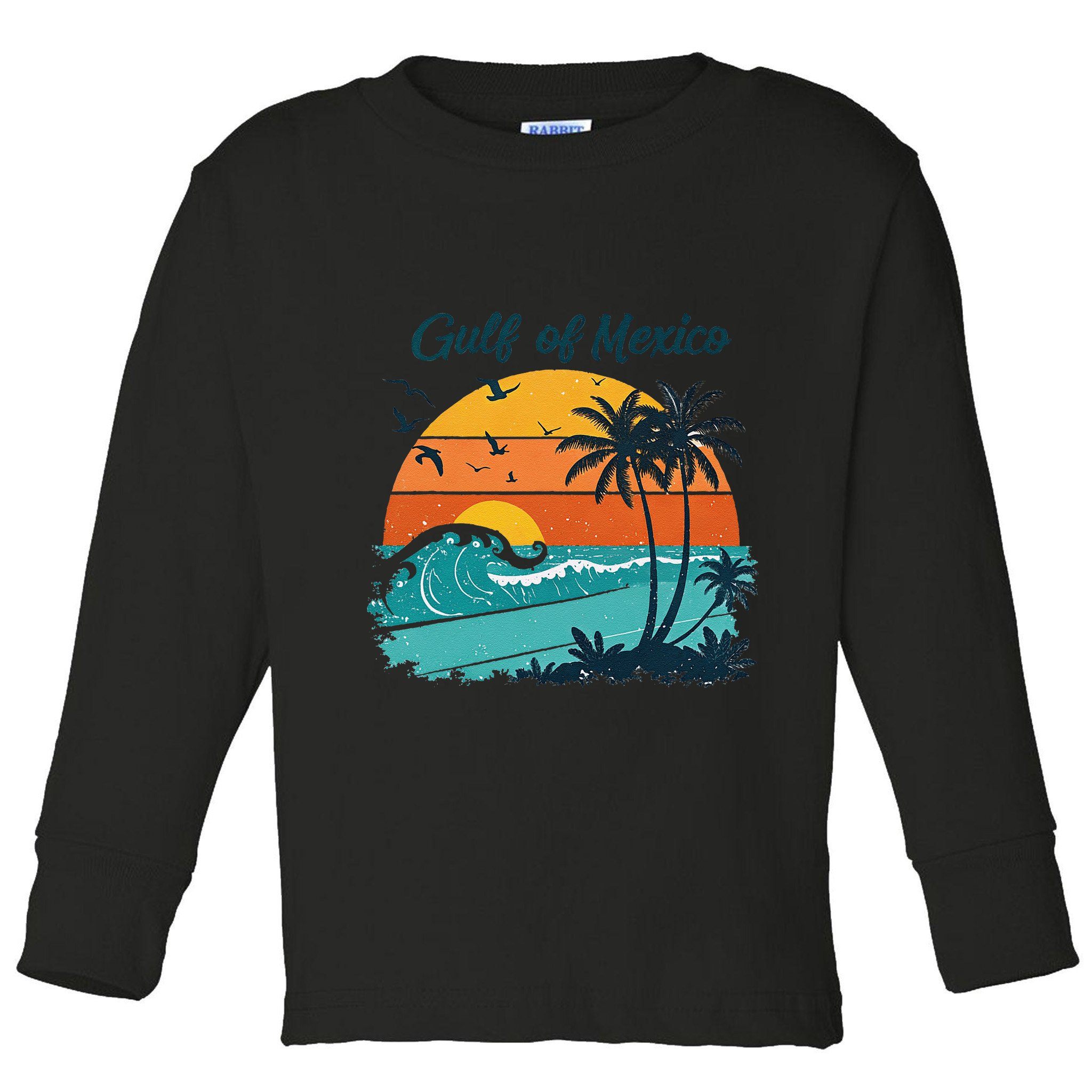 Funny Gulf Of Mexico Beach Palms Summer Vacation Toddler Long Sleeve Shirt