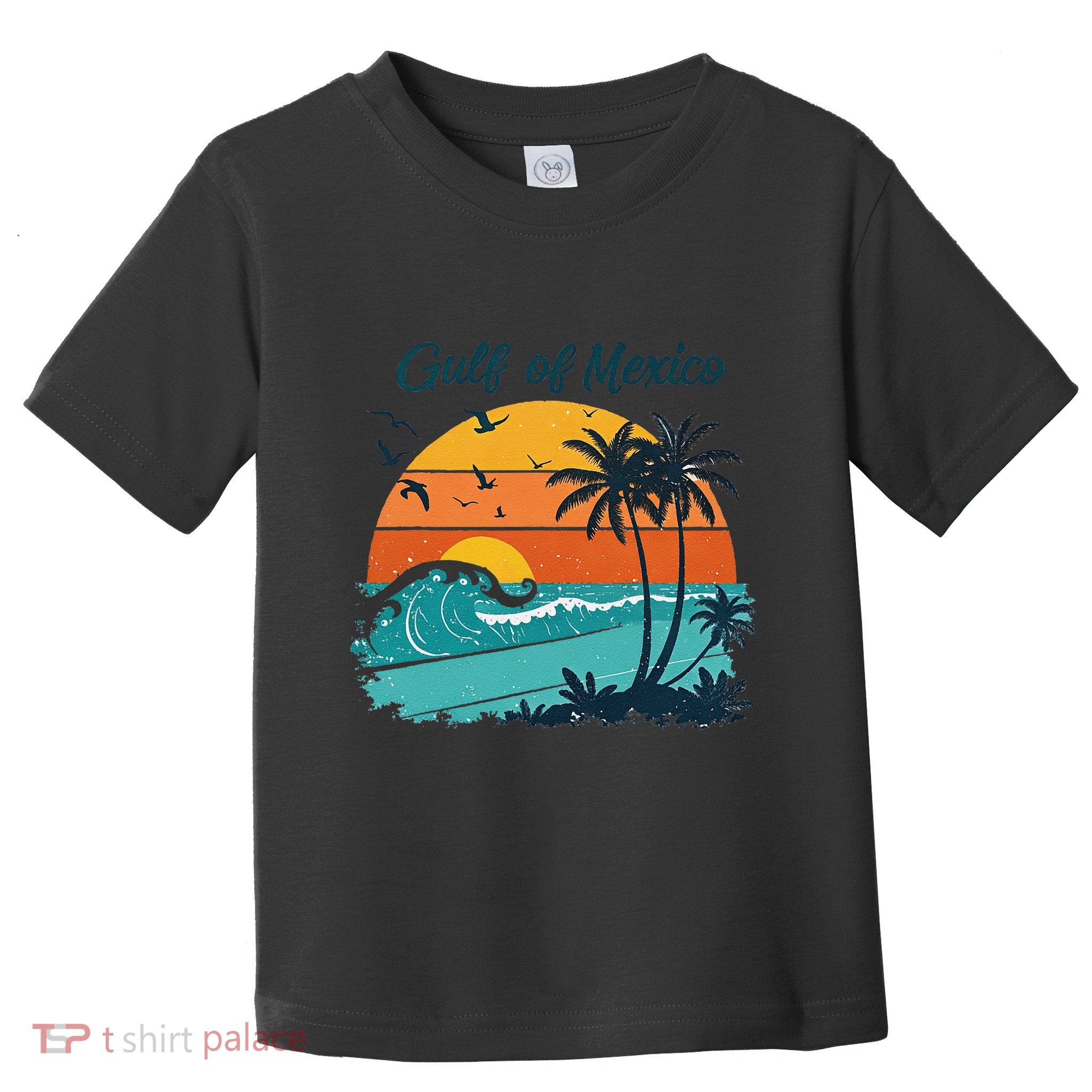 Funny Gulf Of Mexico Beach Palms Summer Vacation Toddler T-Shirt