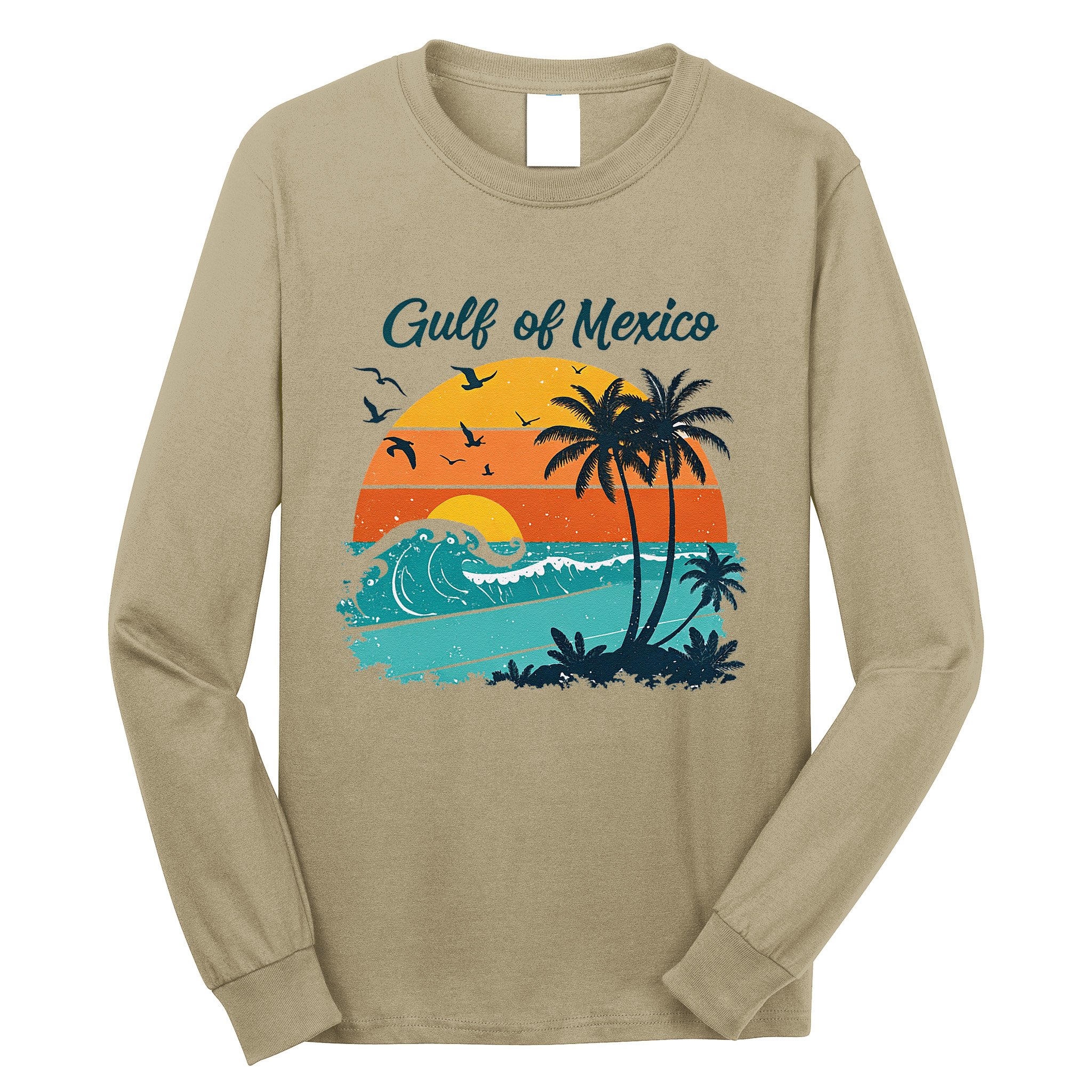 Funny Gulf Of Mexico Beach Palms Summer Vacation Long Sleeve Shirt