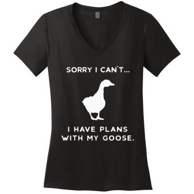 Funny Goose Outfit Geese Poultry Farm Xmas Party Christmas Women's V-Neck T-Shirt