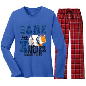 Funny Games On Kindergarten Baseball Fan First Day Of School Funny Gift Women's Long Sleeve Flannel Pajama Set 