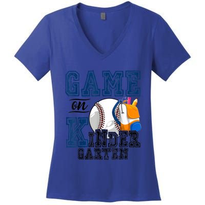 Funny Games On Kindergarten Baseball Fan First Day Of School Funny Gift Women's V-Neck T-Shirt