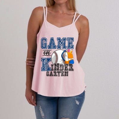 Funny Games On Kindergarten Baseball Fan First Day Of School Funny Gift Women's Strappy Tank