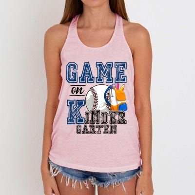 Funny Games On Kindergarten Baseball Fan First Day Of School Funny Gift Women's Knotted Racerback Tank