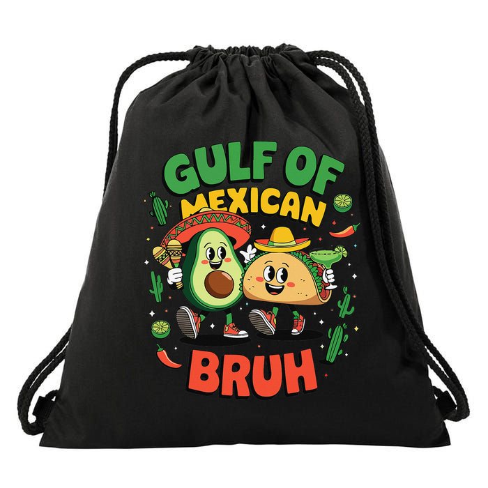 Funny Gulf Of Mexican Bruh Avocado Cinco De Mayo Drawstring Bag