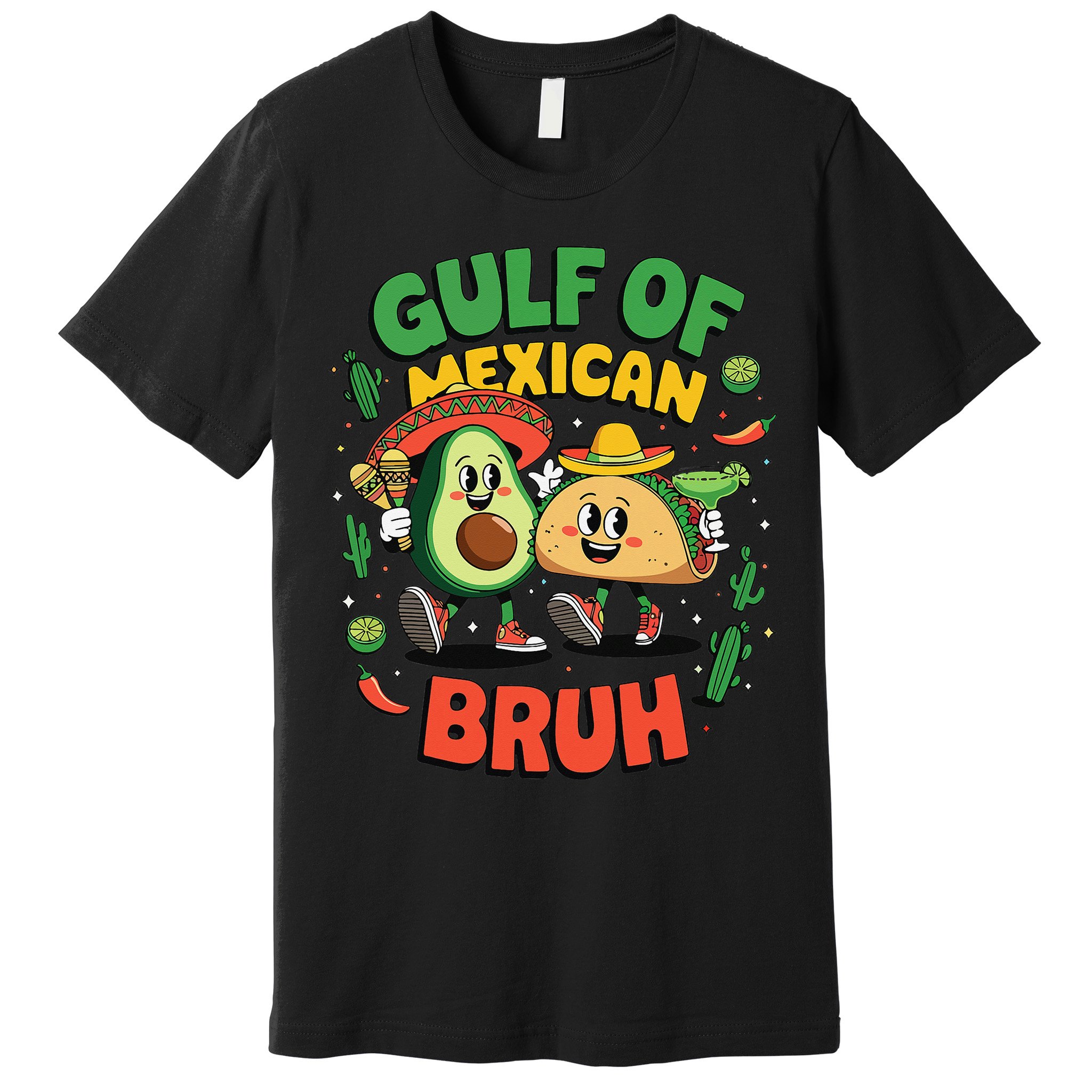 Funny Gulf Of Mexican Bruh Avocado Cinco De Mayo Premium T-Shirt