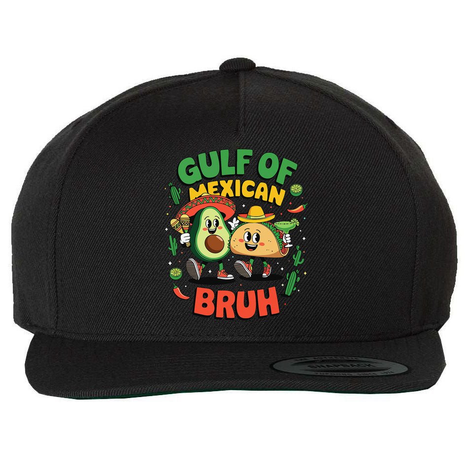 Funny Gulf Of Mexican Bruh Avocado Cinco De Mayo Wool Snapback Cap