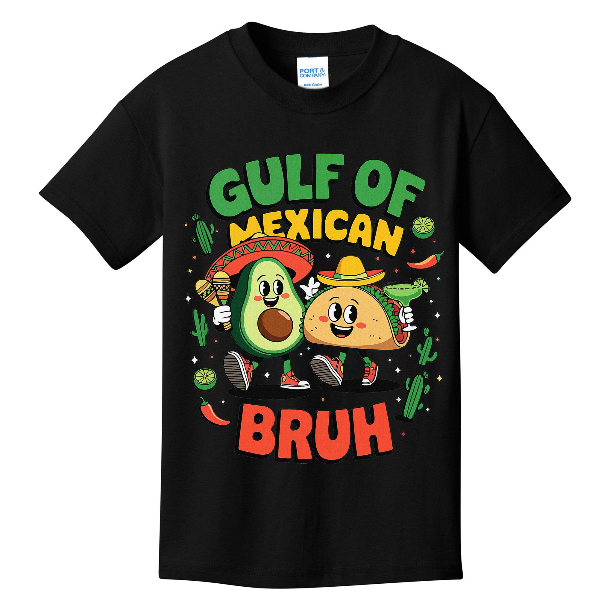 Funny Gulf Of Mexican Bruh Avocado Cinco De Mayo Kids T-Shirt