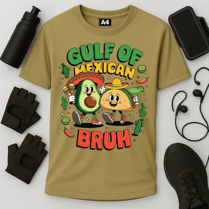 Funny Gulf Of Mexican Bruh Avocado Cinco De Mayo Cooling Performance Crew T-Shirt