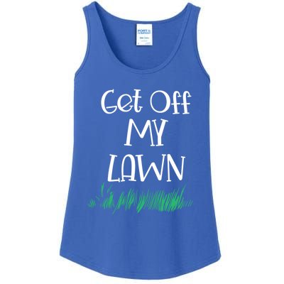 Funny Get Off My Lawn Landscaping Gardening Old People Gift Ladies Essential Tank