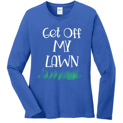 Funny Get Off My Lawn Landscaping Gardening Old People Gift Ladies Long Sleeve Shirt