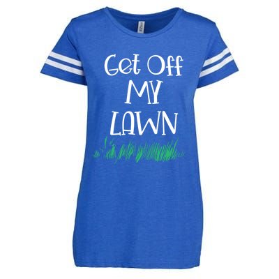 Funny Get Off My Lawn Landscaping Gardening Old People Gift Enza Ladies Jersey Football T-Shirt