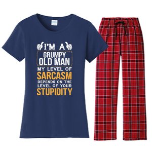 Funny Grumpy Old Man Sarcasm Tees Dad Grandpa Gift Women's Flannel Pajama Set