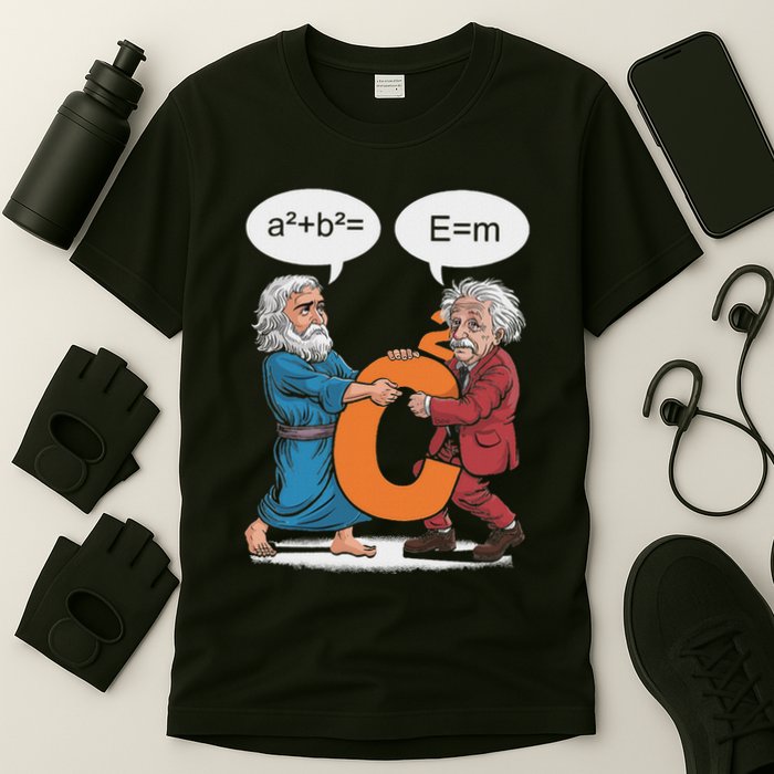 Funny Geek Outfit Nerd Costume Pythagoras Vs Einstein T-Shirt