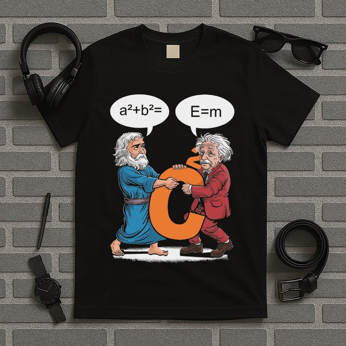 Funny Geek Outfit Nerd Costume Pythagoras Vs Einstein T-Shirt