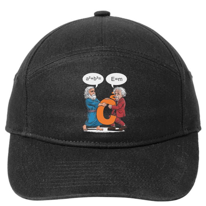 Funny Geek Outfit Nerd Costume Pythagoras Vs Einstein 7-Panel Snapback Hat