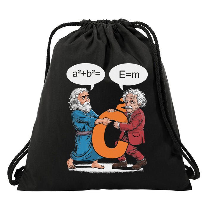 Funny Geek Outfit Nerd Costume Pythagoras Vs Einstein Drawstring Bag