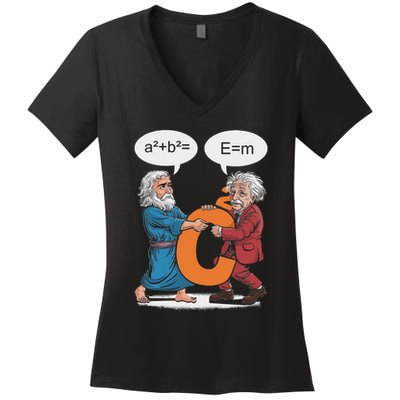 Funny Geek Outfit Nerd Costume Pythagoras Vs Einstein Women's V-Neck T-Shirt