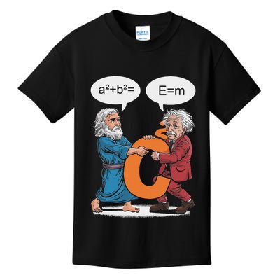 Funny Geek Outfit Nerd Costume Pythagoras Vs Einstein Kids T-Shirt