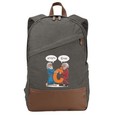 Funny Geek Outfit Nerd Costume Pythagoras Vs Einstein Cotton Canvas Backpack