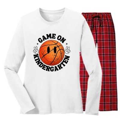 Funny Game On Kindergarten Basketball First Day Of School Women's Long Sleeve Flannel Pajama Set 