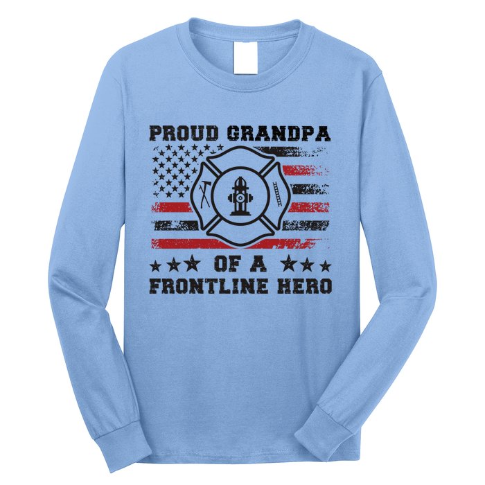 Firefighter Grandpa Of A Hero Firefighter Grandfather Cool Gift Long Sleeve Shirt