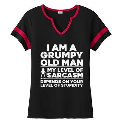 Funny Grumpy Old Man Art For Dad Grandpa Old People Ladies Halftime Notch Neck Tee