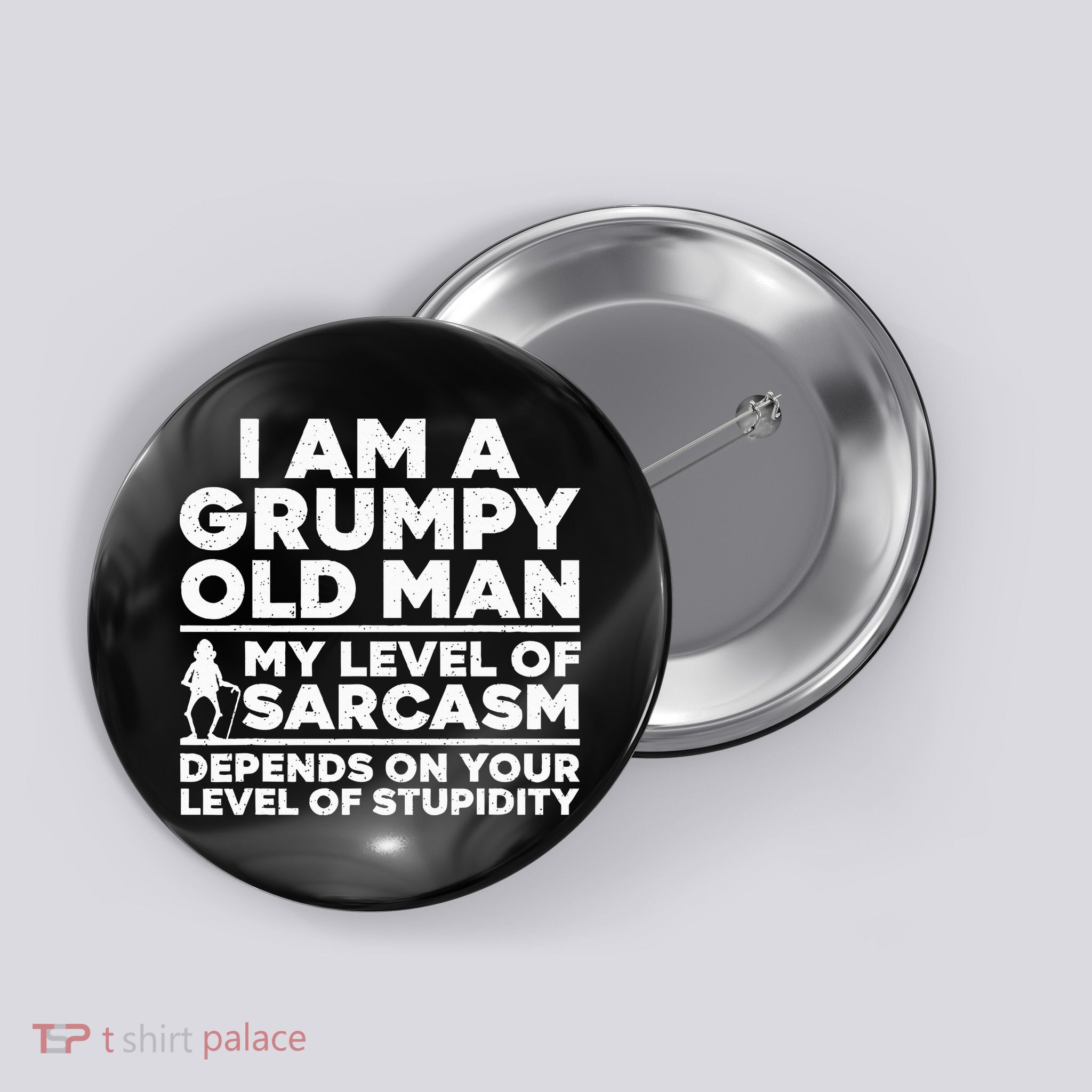 Funny Grumpy Old Man Art For Dad Grandpa Old People Button