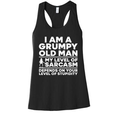 Funny Grumpy Old Man Art For Dad Grandpa Old People Women's Racerback Tank