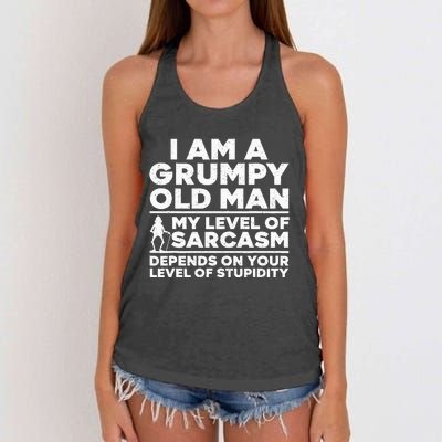 Funny Grumpy Old Man Art For Dad Grandpa Old People Women's Knotted Racerback Tank