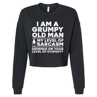 Funny Grumpy Old Man Art For Dad Grandpa Old People Cropped Pullover Crew