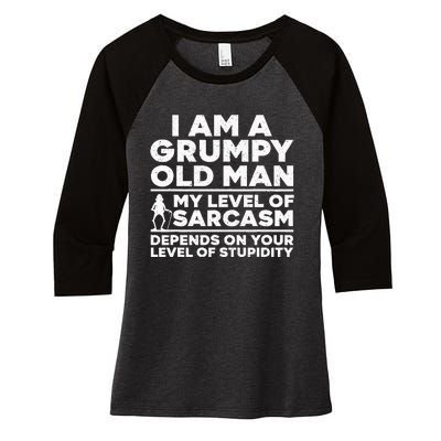 Funny Grumpy Old Man Art For Dad Grandpa Old People Women's Tri-Blend 3/4-Sleeve Raglan Shirt