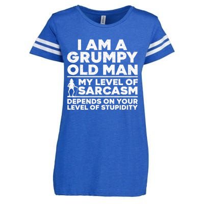 Funny Grumpy Old Man Art For Dad Grandpa Old People Enza Ladies Jersey Football T-Shirt