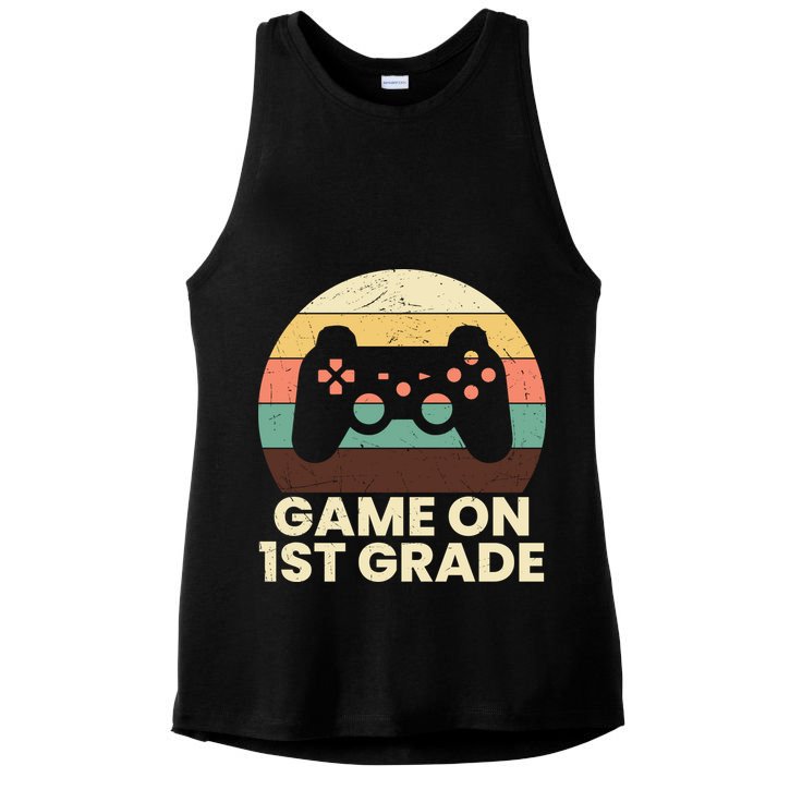 Funny Game On 1st Grade Vintage Back To School Ladies PosiCharge Tri-Blend Wicking Tank
