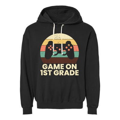 Funny Game On 1st Grade Vintage Back To School Garment-Dyed Fleece Hoodie