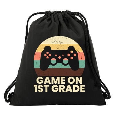 Funny Game On 1st Grade Vintage Back To School Drawstring Bag