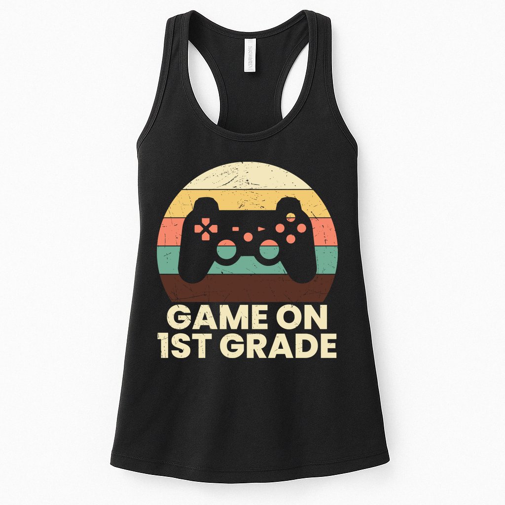 Funny Game On 1st Grade Vintage Back To School Womens Tank Top