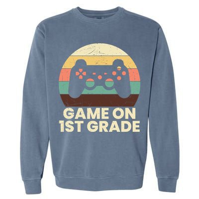 Funny Game On 1st Grade Vintage Back To School Garment-Dyed Sweatshirt
