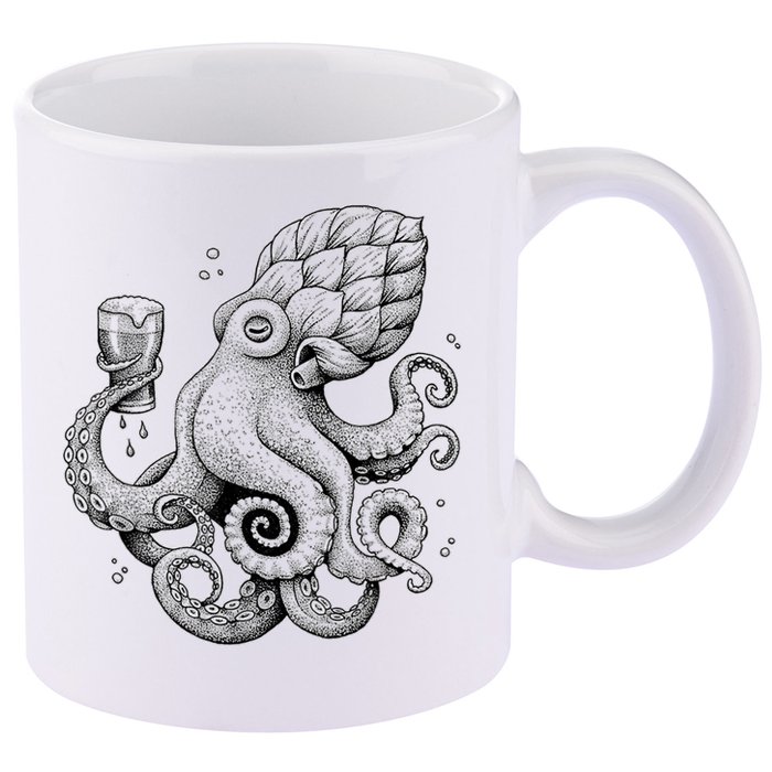 Funny Graphic Octopus 11oz C Handle Ceramic Mug