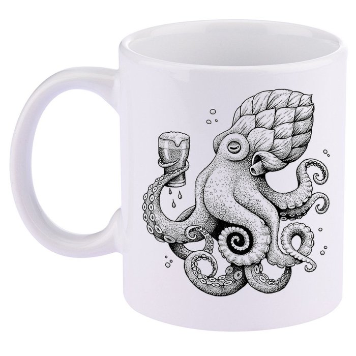 Funny Graphic Octopus 11oz C Handle Ceramic Mug