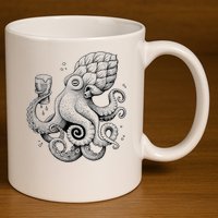 Funny Graphic Octopus 11oz C Handle Ceramic Mug