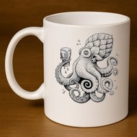 Funny Graphic Octopus 11oz C Handle Ceramic Mug