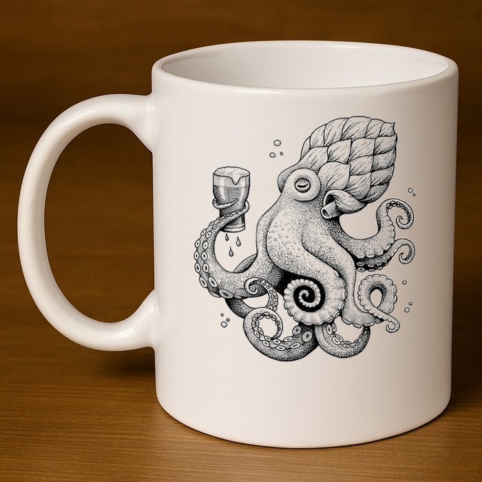 Funny Graphic Octopus 11oz C Handle Ceramic Mug